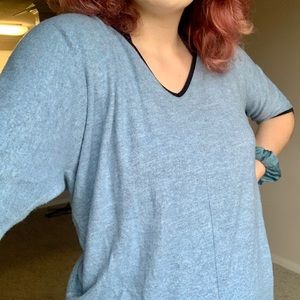 Sophisticated Blue V-Neck Blouse
